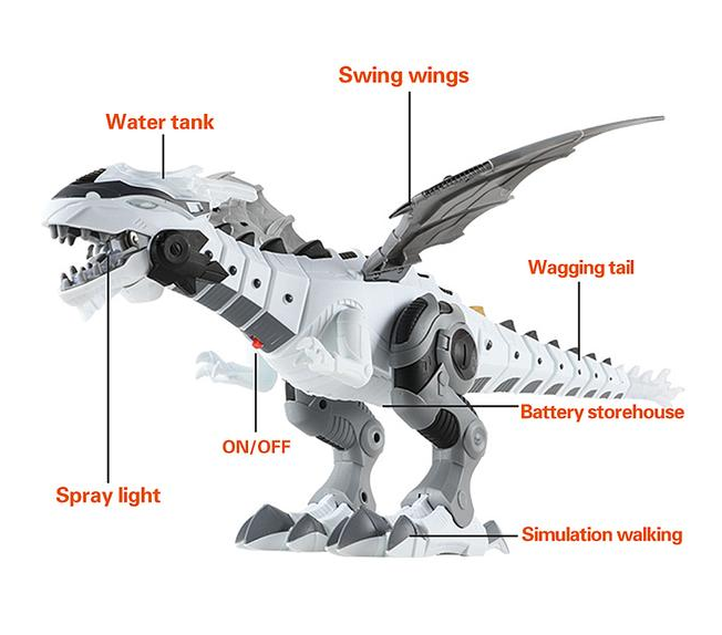 Intelligenter Roboter-Dinosaurier mit Sprühfunktion