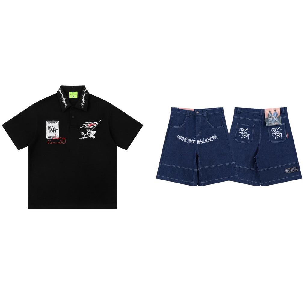 Retro-Polo mit Stickerei