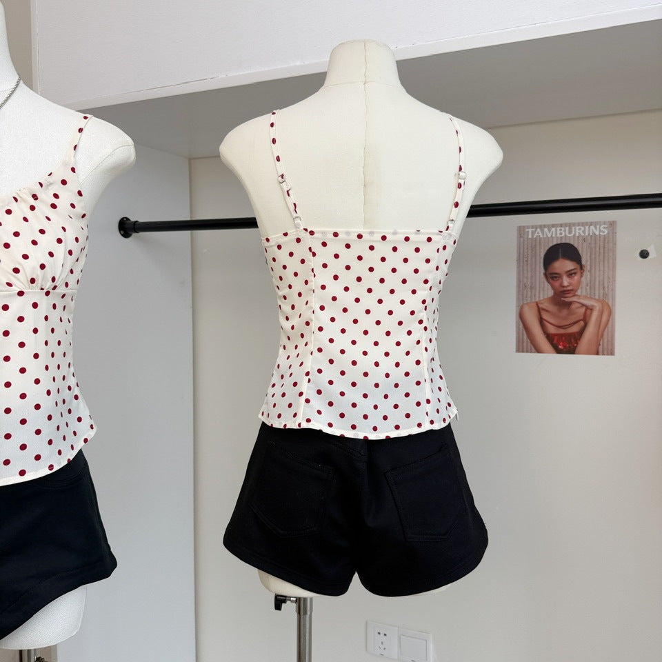 Himbeerrotes Polka-Dot Camisole
