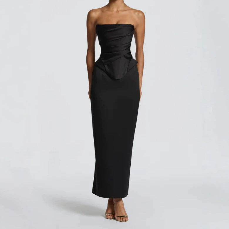 Elegantes ärmelloses Plissee-Kleid mit Rückenschlitz