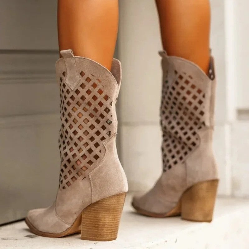 Over-the-Knee Stiefel mit Mesh-Ausschnitt – Bild 4 | LuxeStyle