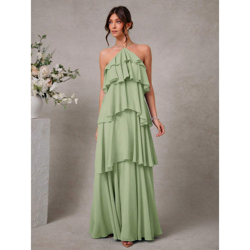 Damen Chiffon Neckholder-Kleid