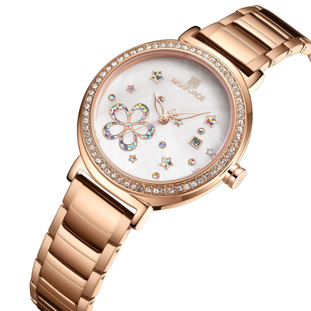 Blumen-Damenuhr aus Edelstahl mit Quarzwerk | LuxeStyle