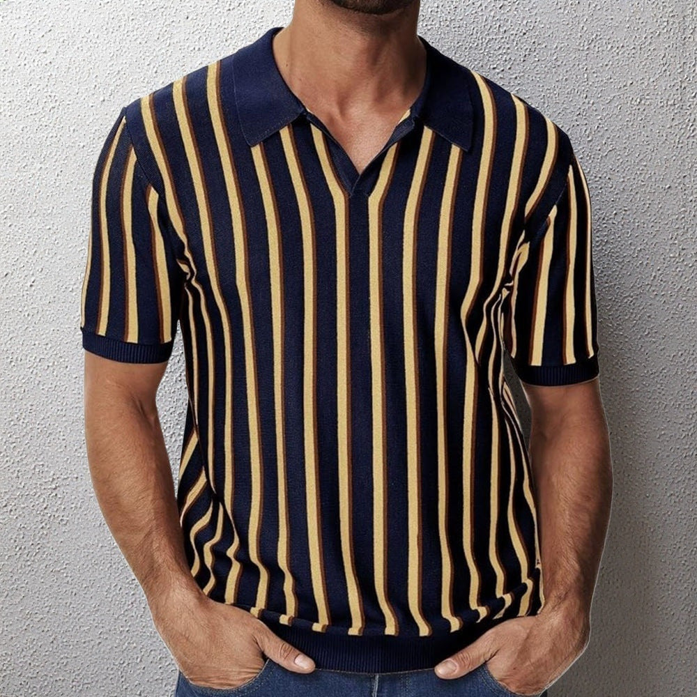 Gestreiftes Strick-Polohemd für Herren – Bild 2 | LuxeStyle