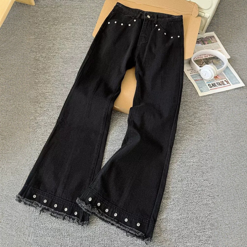 Herren Jeans mit Nieten, Schwarz