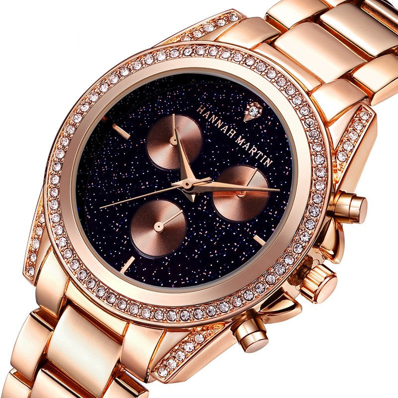 Damen Roségold Quarz-Uhr mit Diamanten – Bild 3 | LuxeStyle