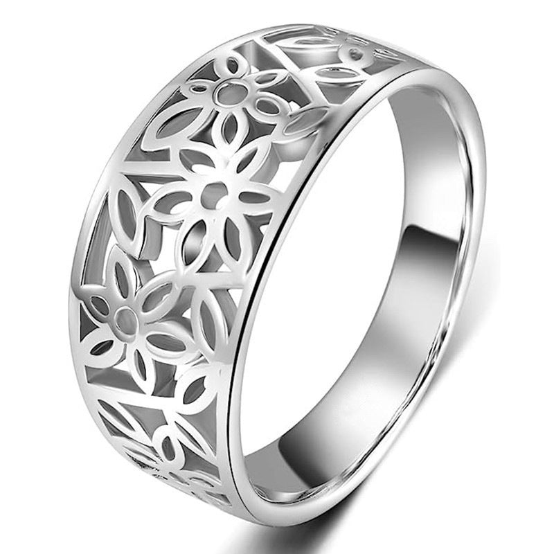 Breiter Ring Silber · Floral durchbrochen