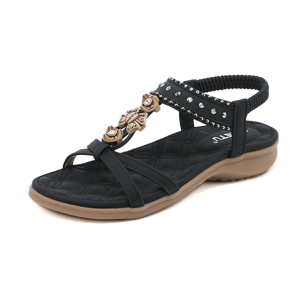 Bohemian Strass-Sandalen mit runder Zehenpartie | LuxeStyle