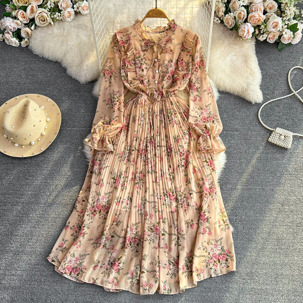 Chiffonkleid mit Blumenprint und Rüschen