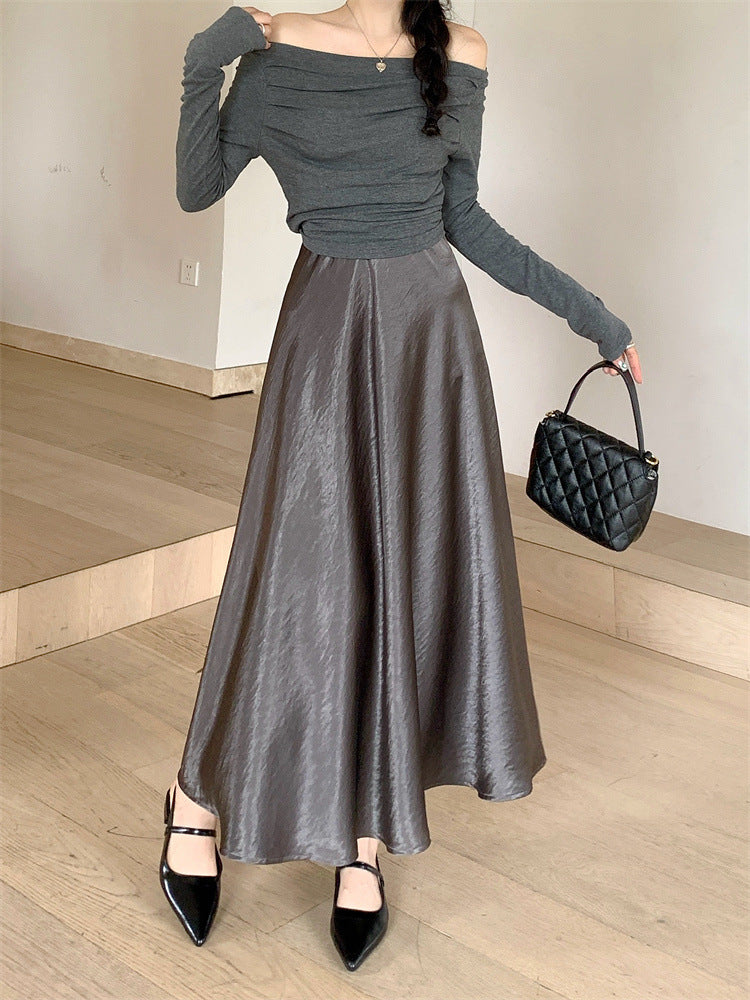 Eleganter Satin-Midi-Rock für Damen