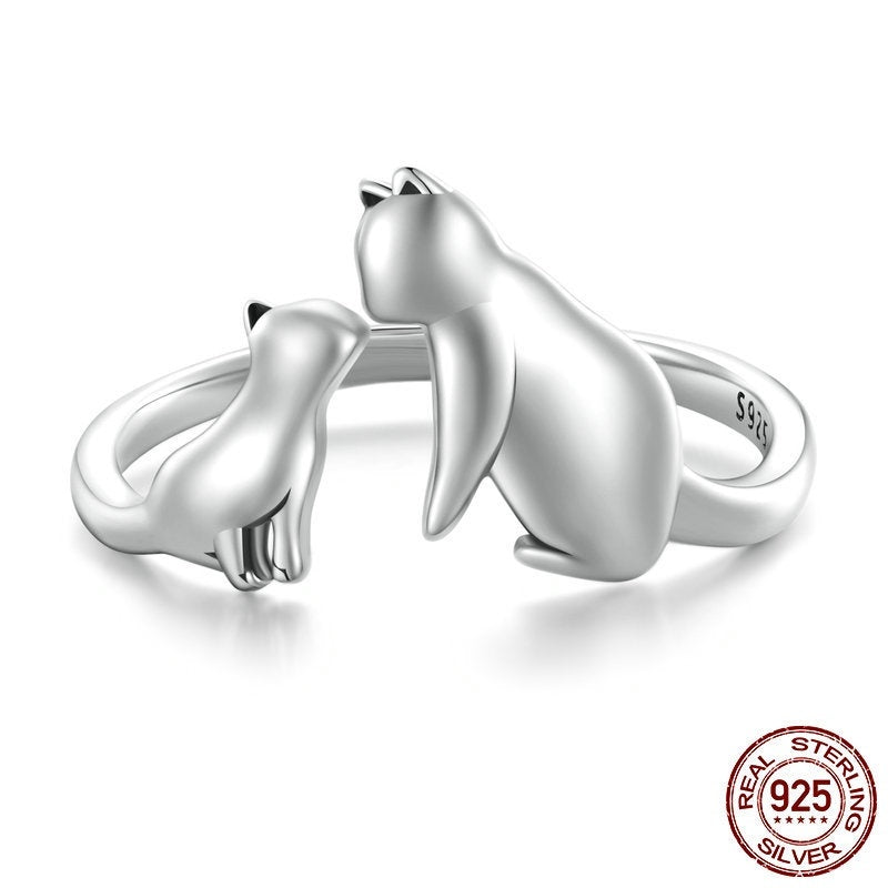 S925 Sterling Silber Katzenring, verstellbar – Bild 5 | LuxeStyle