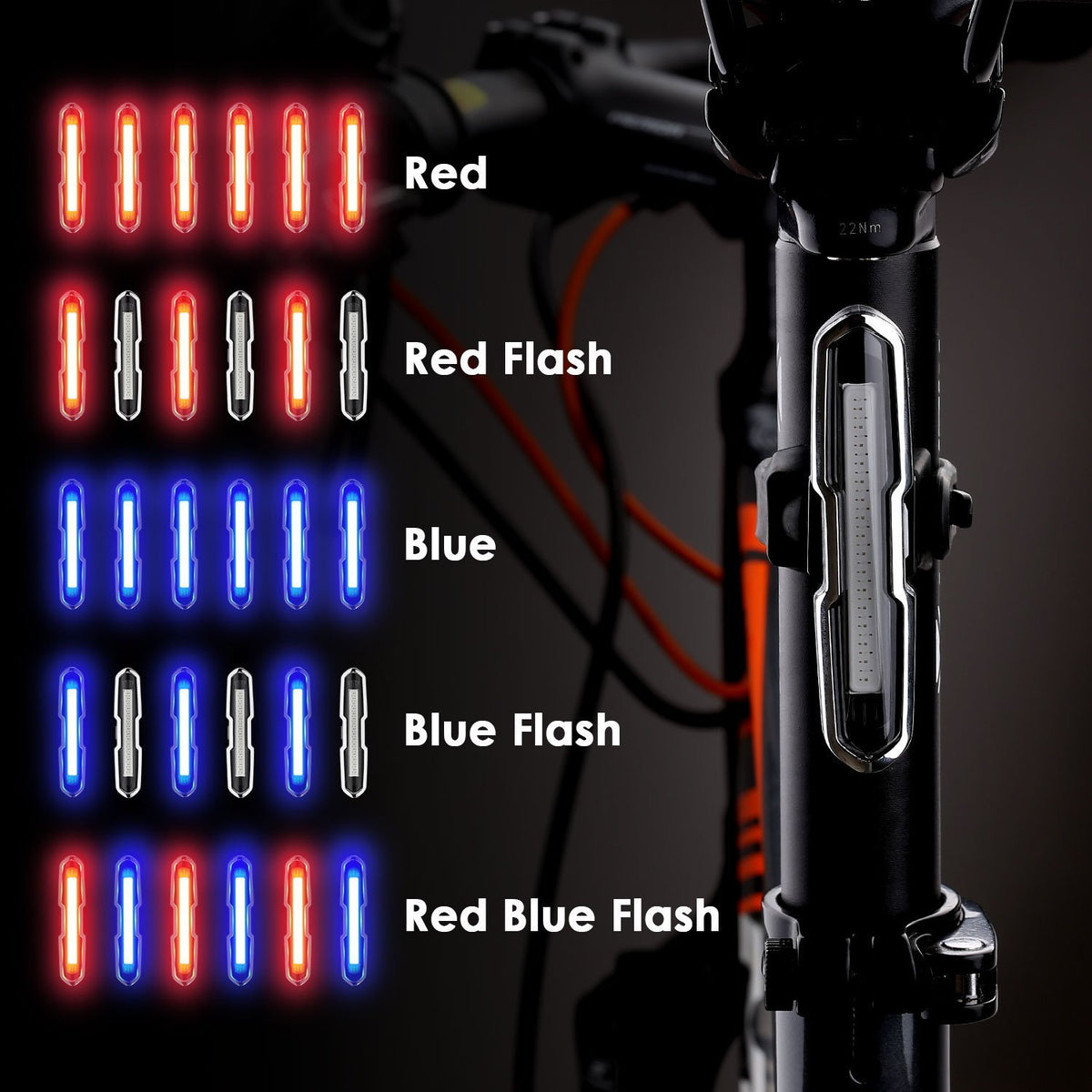 USB Rücklicht Rot-Blau für Mountainbikes – Bild 1 | LuxeStyle