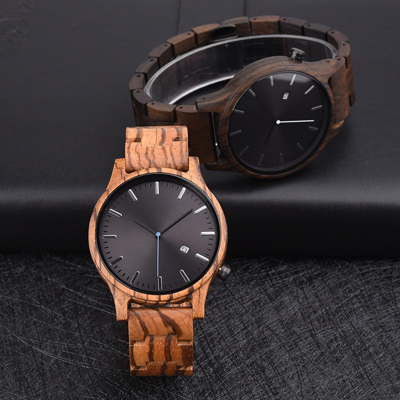 Ebenholz-Holzuhr mit Kalenderfunktion | LuxeStyle