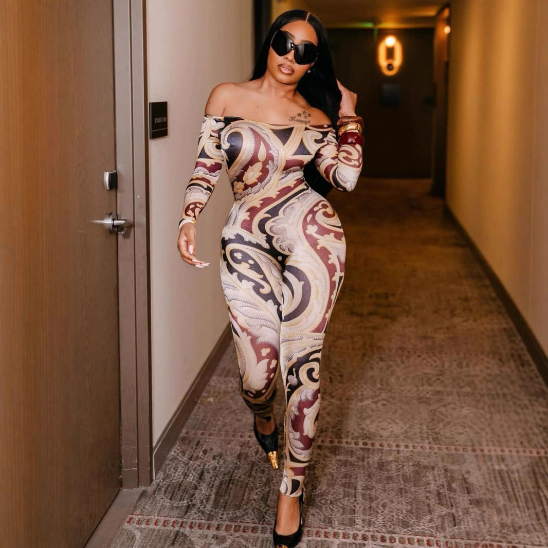 Sexy Print Off-Shoulder Jumpsuit