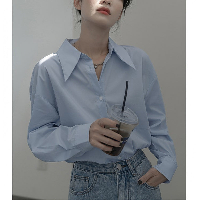 Damen französisch vintage Blau Hemd