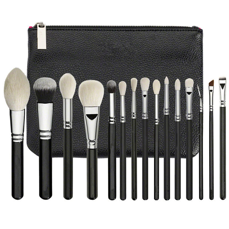 15-teiliges Make-up Pinselset Schwarz