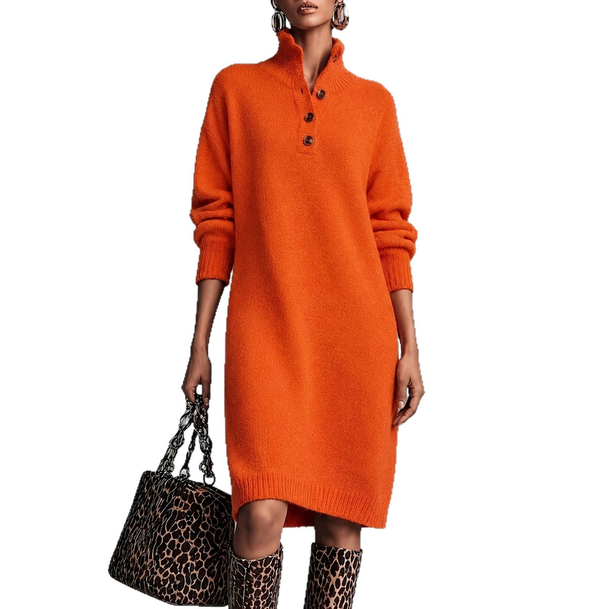 Strickkleid mit Rollkragen für Damen | LuxeStyle