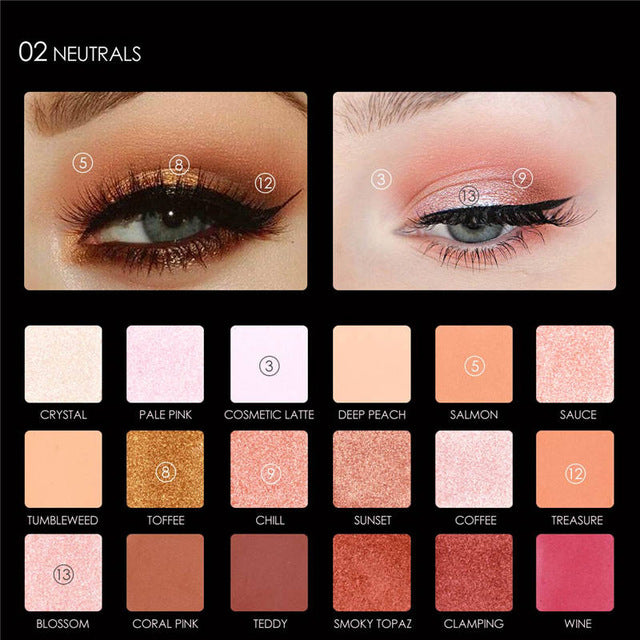 Lidschatten-Palette 18 Farben Erdtöne Sonnenuntergang | LuxeStyle