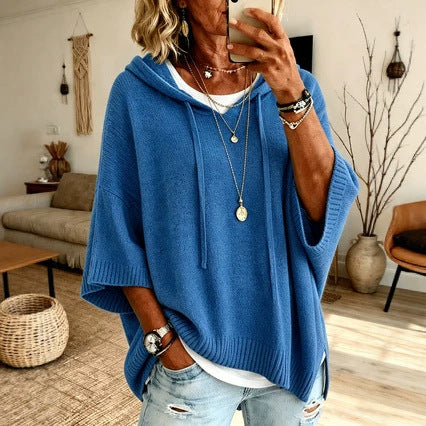 Hooded Drawstring Sweater aus Strick