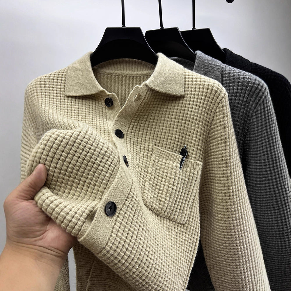 Strick-Cardigan mit Reverskragen und Taschen
