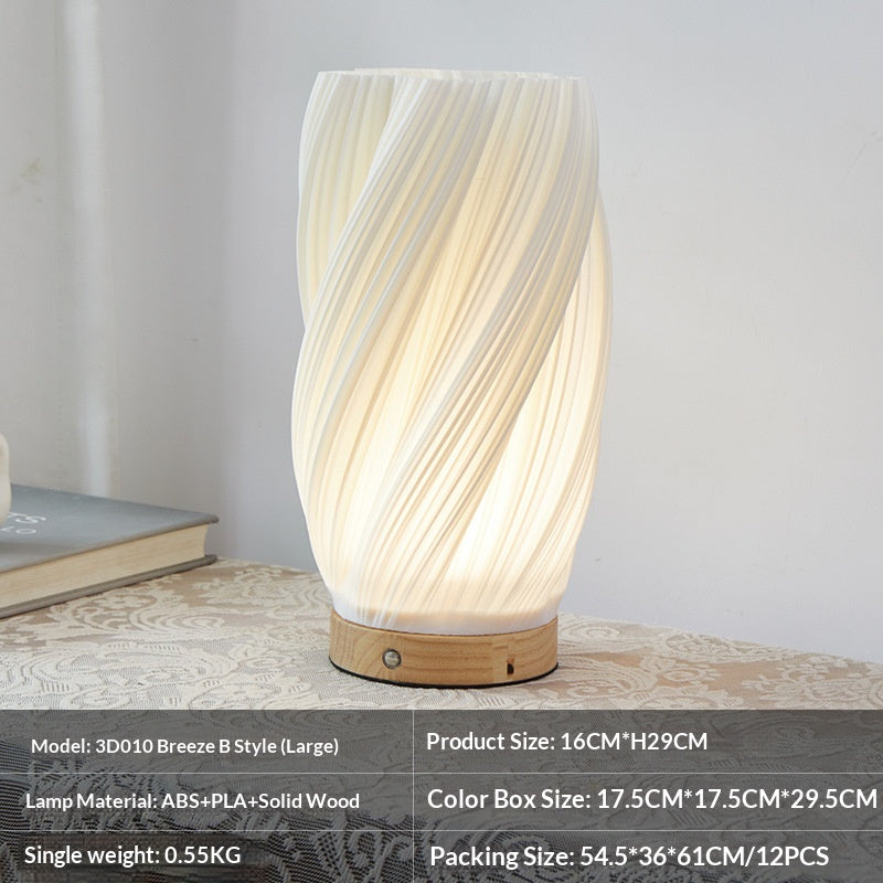 Nordische Nachttischlampe aus massivem Holz mit Ambientebeleuchtung