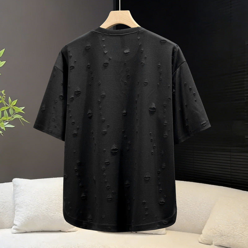 Baggy T-Shirt mit Rundhals und Distressed-Look