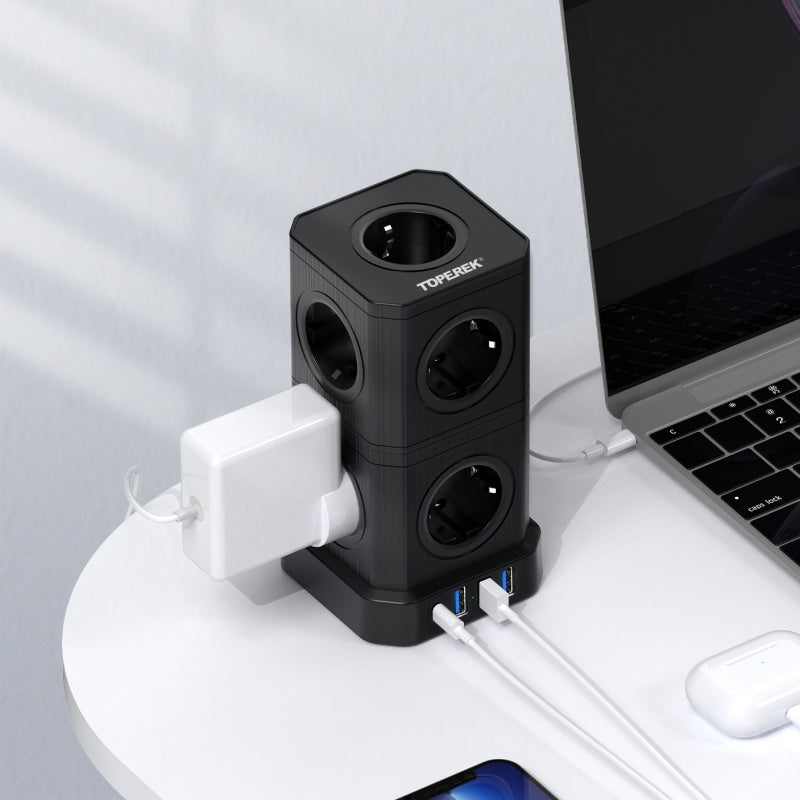 Steckdosen-Adapter, Schwarz