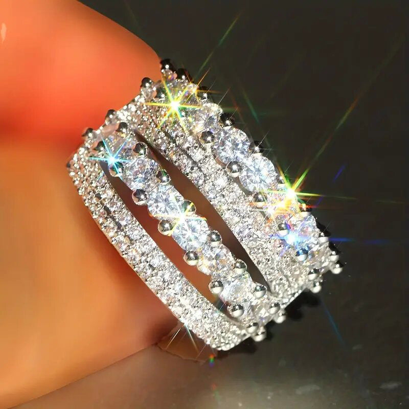 Mehrreihiger Zirkonia-Ring