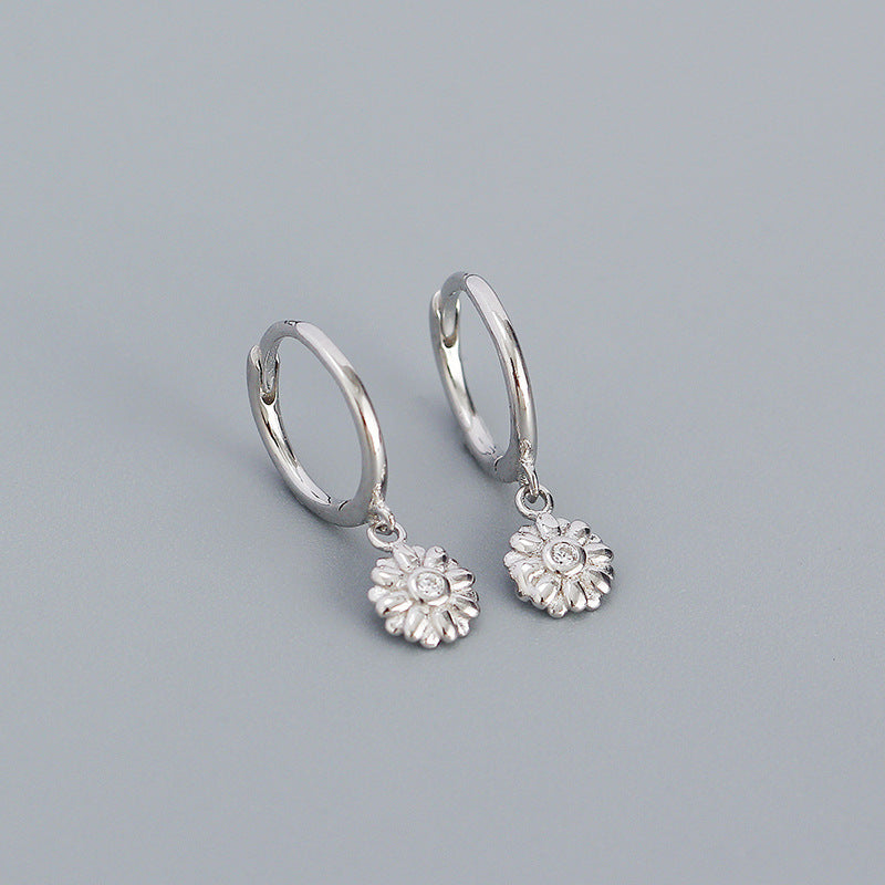 Blumen Ohrclips aus 925er Sterling Silber