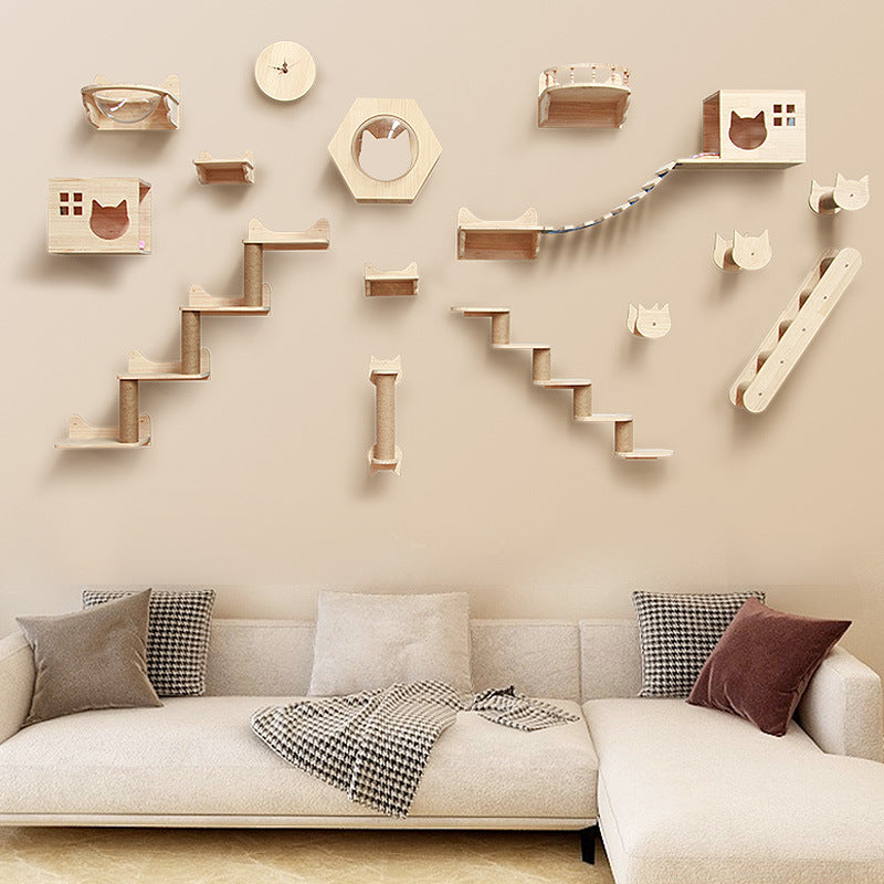 Katzen-Kletterwand aus Massivholz
