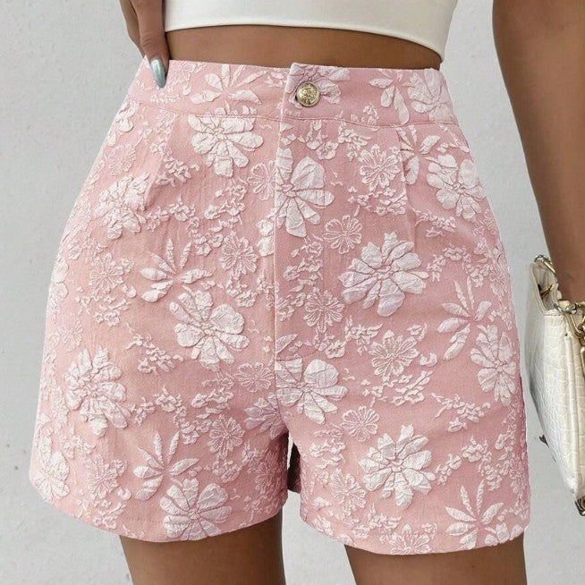 Elegante Jacquard-Shorts mit hoher Taille