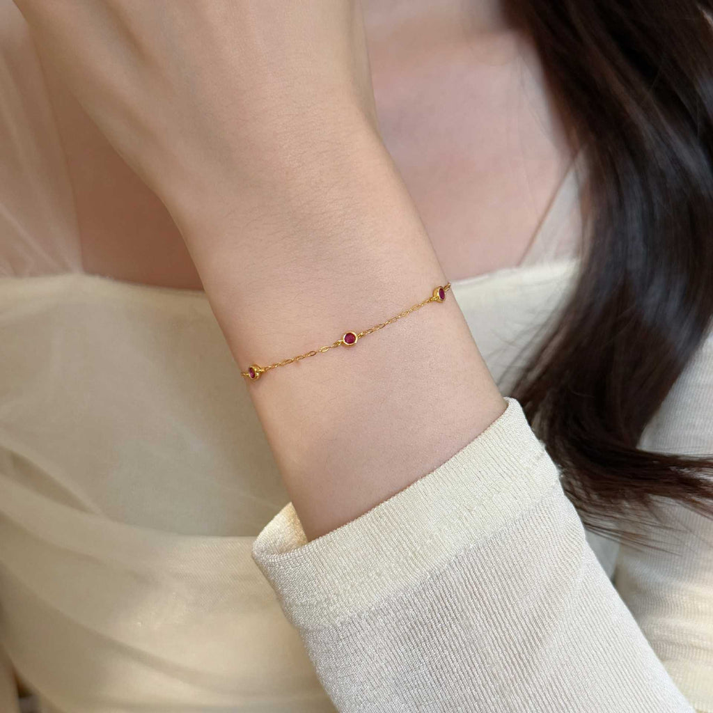 S925 Sterling Silber Armband mit Mini-Rubin – Bild 4 | LuxeStyle