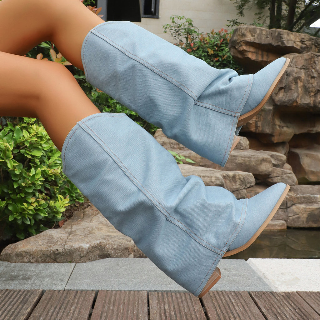 Retro Stiefel mit Chunky Absatz