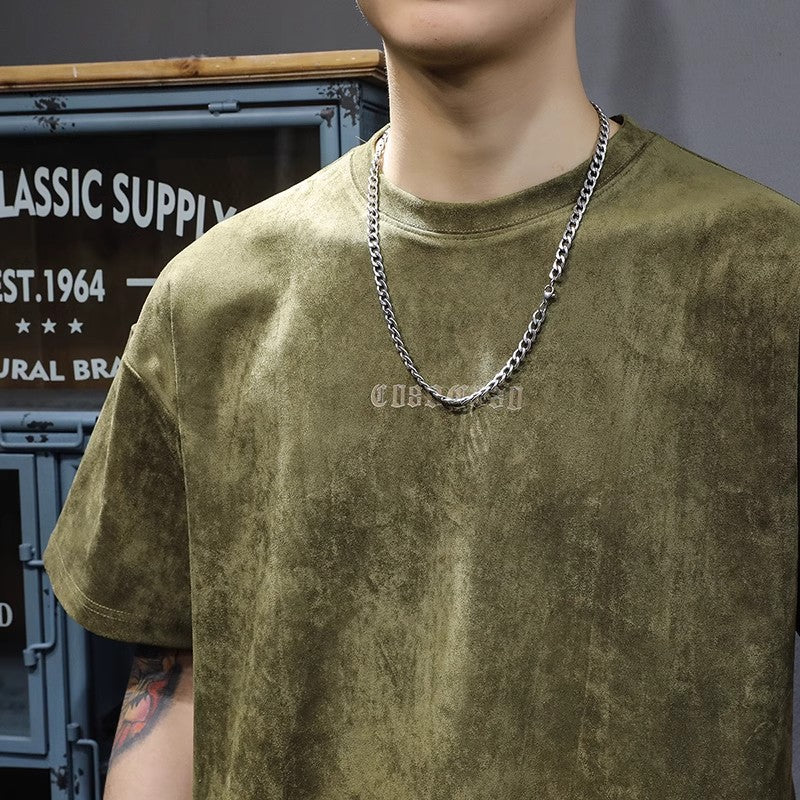 Retro T-Shirt aus Wildlederimitat für Herren