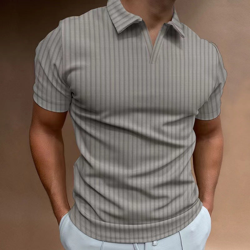 Gestreiftes V-Neck Polo-Shirt für Herren – Bild 4 | LuxeStyle