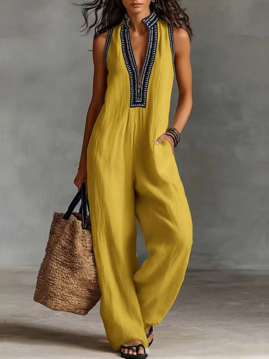 Damen Leinen-Mix Jumpsuit ärmellos – Ansicht 7