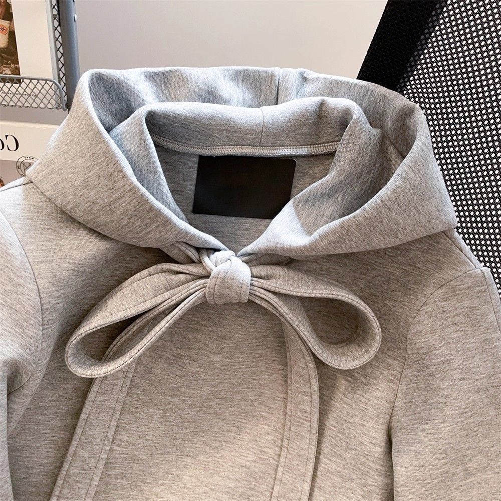 Damen-Hoodie im koreanischen Stil mit Schleifen-Bänden
