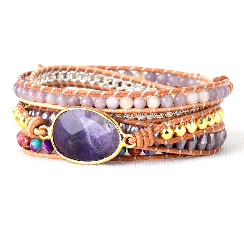 Lederarmband mit Amethyst