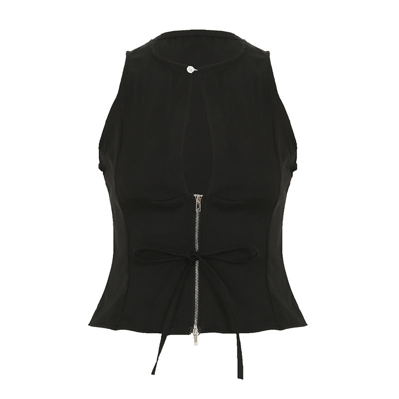 Sexy Tanktop mit Reissverschluss im Western-Stil