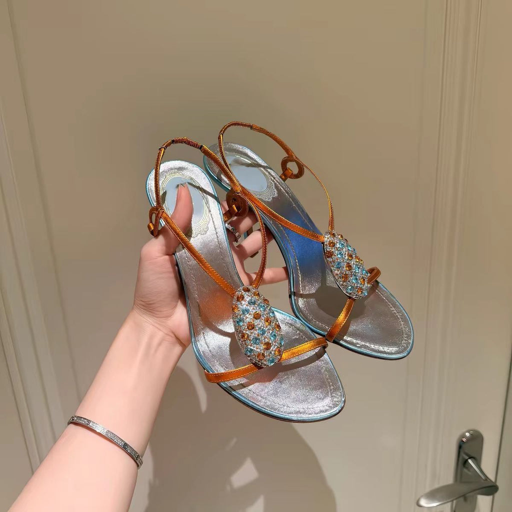 Offene High-Heel-Sandalen mit Riemen