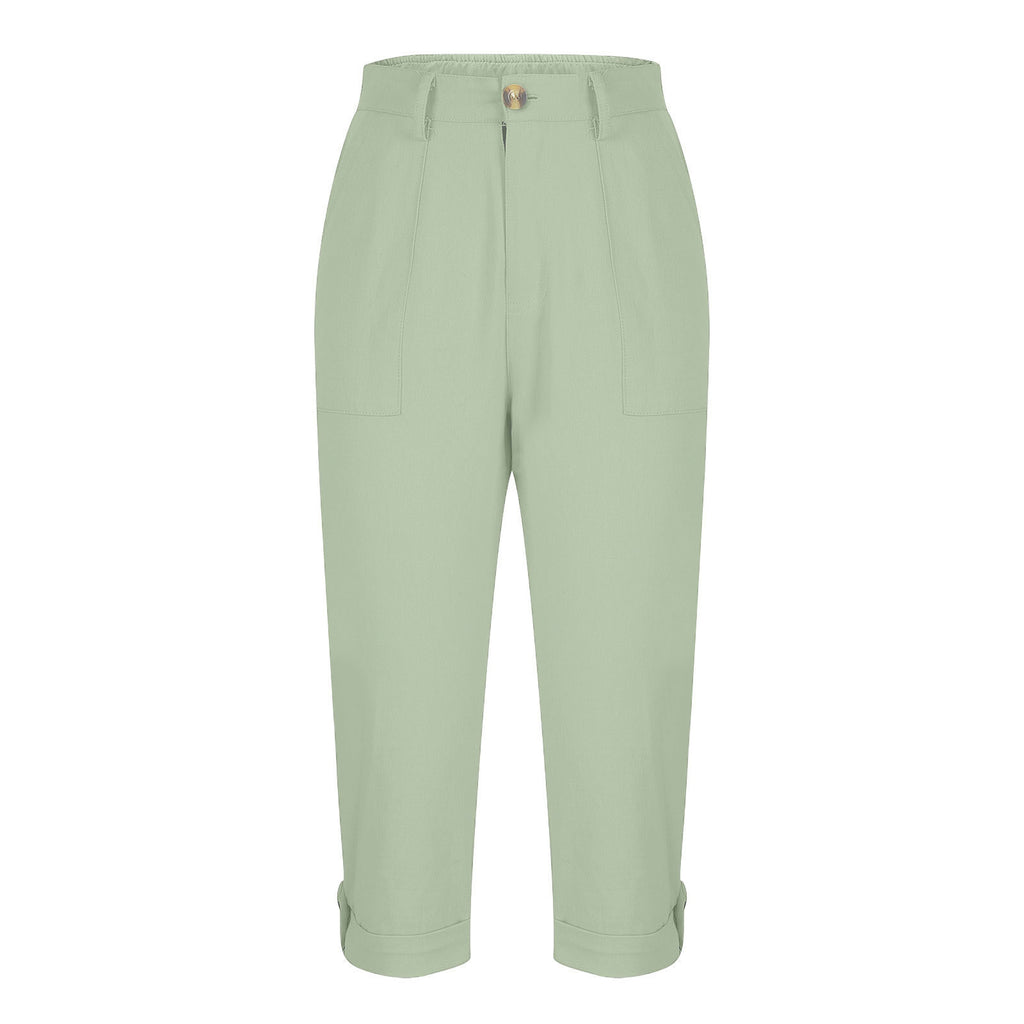 Damen Caprihose mit Roll-up und Knöpfen
