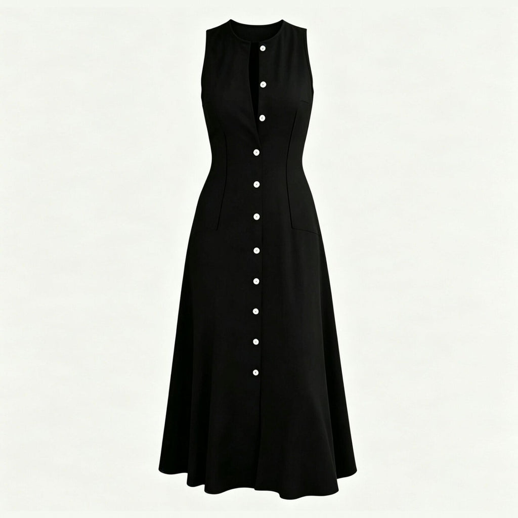 Ärmelloses Vintage A-Linien Kleid mit Taillengürtel – Bild 6 | LuxeStyle