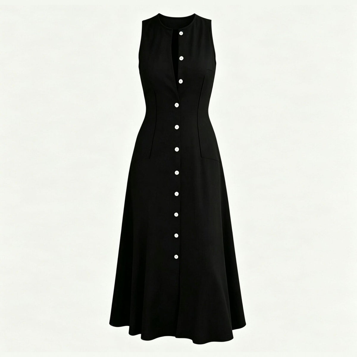 Ärmelloses Vintage A-Linien Kleid mit Taillengürtel – Bild 6 | LuxeStyle