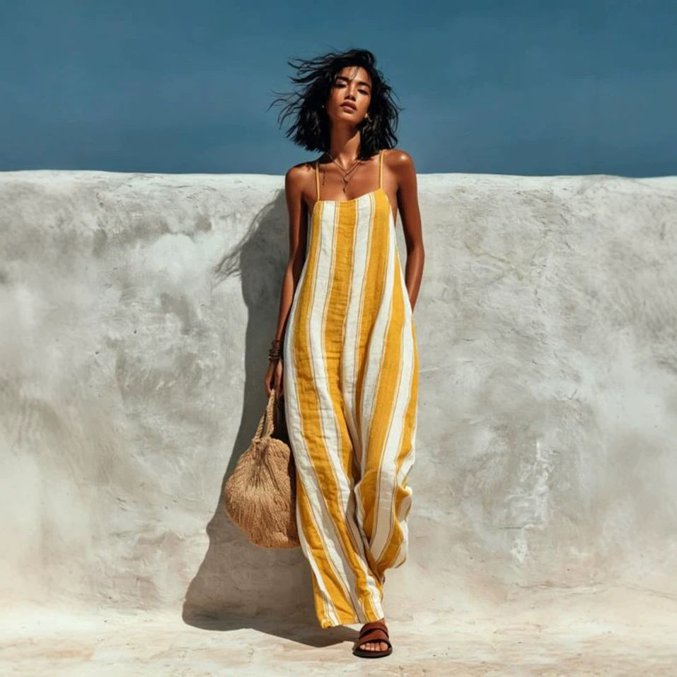 Gestreifter ärmelloser Jumpsuit