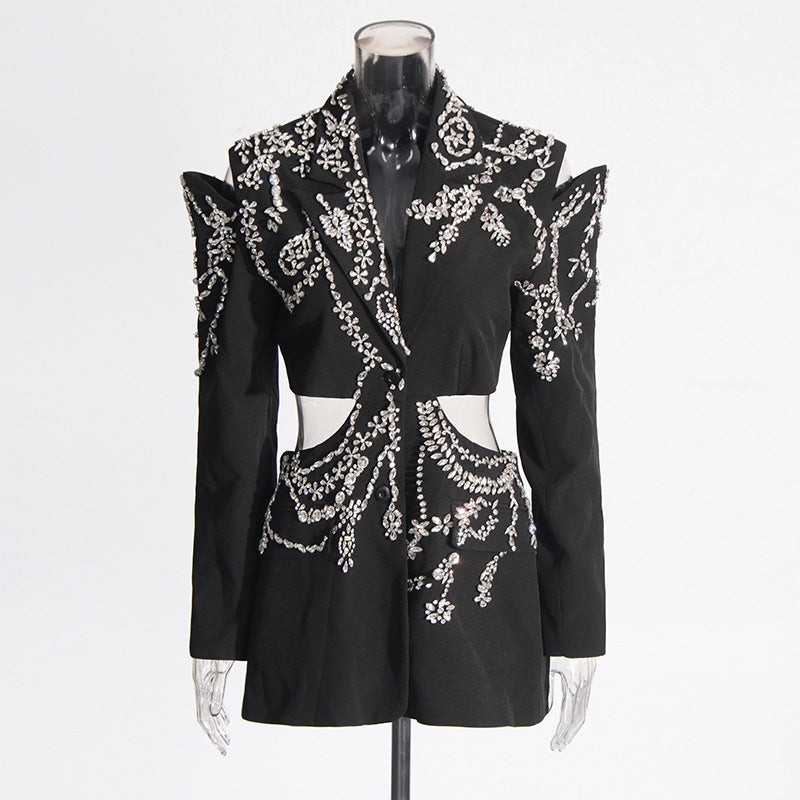 Kurzer Longsleeve-Mantel mit Diamanten
