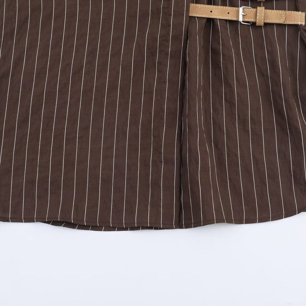 Gestreiftes Langarmhemd mit Schnallen-Dekor – Bild 4 | LuxeStyle
