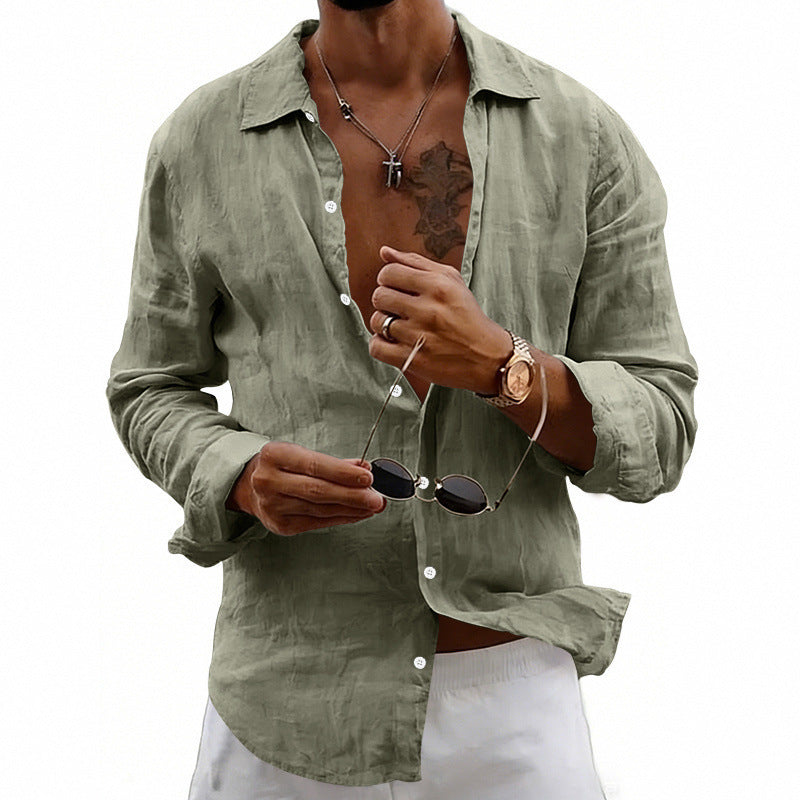 Leichter Leinen-Cardigan mit Reverskragen – Bild 12 | LuxeStyle
