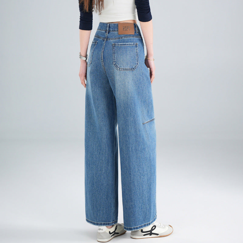Retro-Bootcut-Hosen mit weiten Beinen aus hochwertiger Denim
