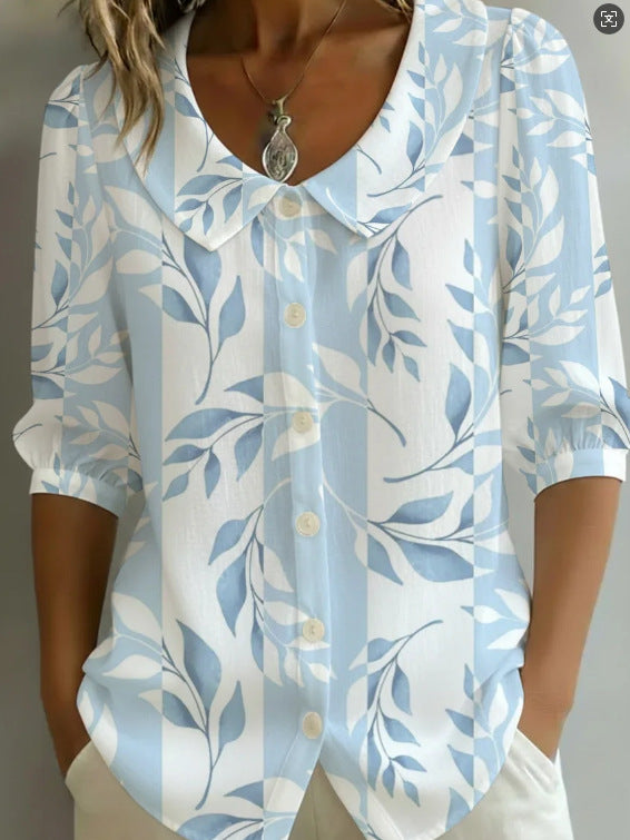 Luftiges V-Neck Shirt mit Print – Bild 5 | LuxeStyle