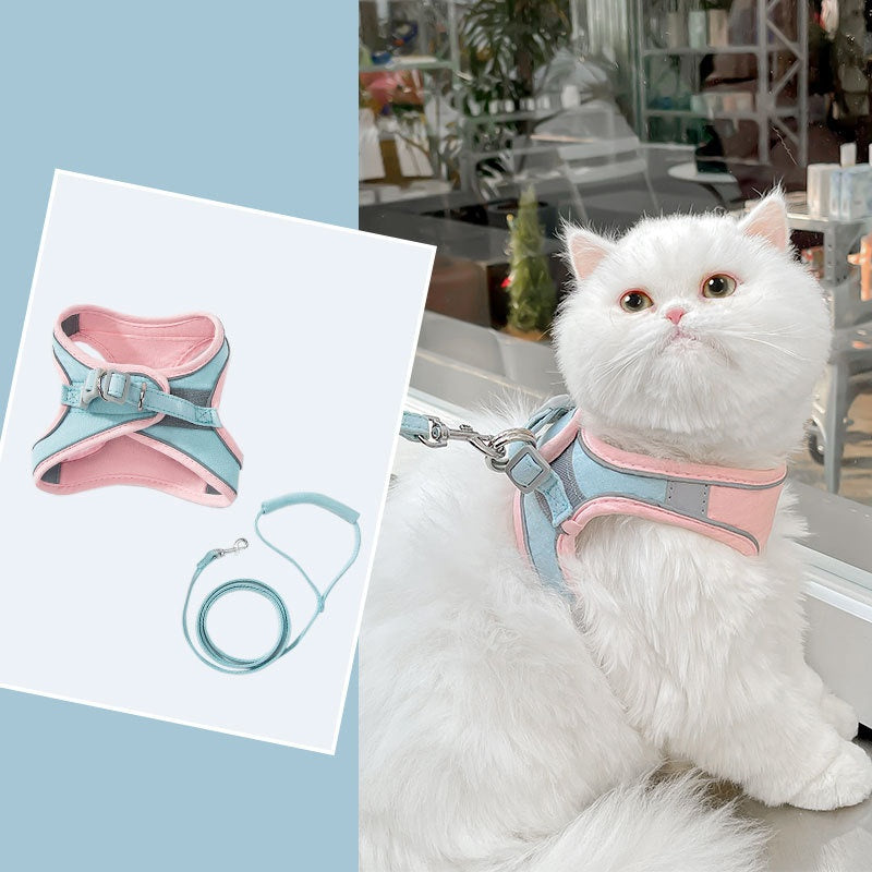 Katzen-Zugseil-Brustgurt mit Reflektor